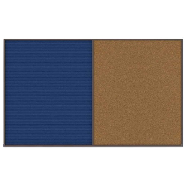 United Visual Products Double Door Radius Corkboard, 42"x32", Sat, UV70025RC-SATIN-CLOUD UV70025RC-SATIN-CLOUD - main